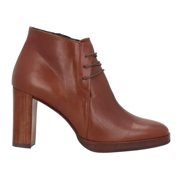 Ботинки Zinda Lace-up Leather Round Toe Square Heel, коричневый