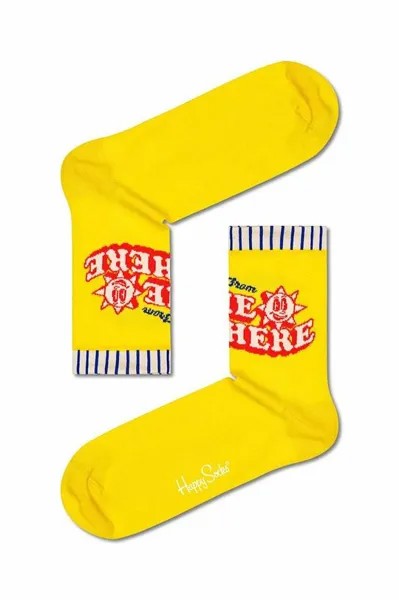 Желтые носки с поздравлениями Happy Socks, желтый