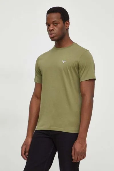 Хлопковая футболка Barbour, зеленый