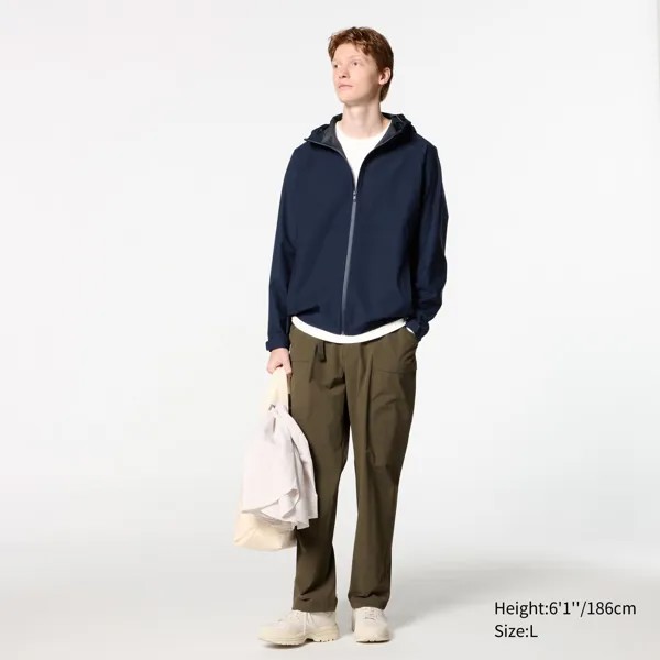 Ветровка BLOCKTECH 3D с капюшоном UNIQLO, оливково-зеленый