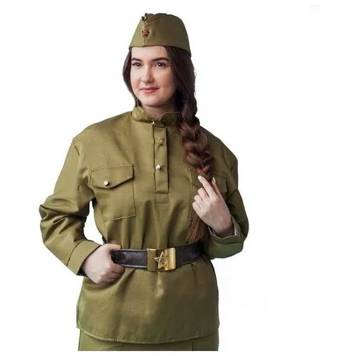 Комплект военный женский, пилотка, гимнастёрка, ремень с бляхой, р. 44-46, рост 164 см