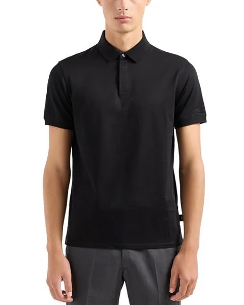 Рубашка поло с короткими рукавами из мерсеризованного хлопка Emporio Armani, цвет Black