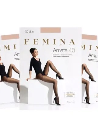 Шелковистые женские колготки Femina, Amata 40 den набор 3 шт., телесный, размер 2