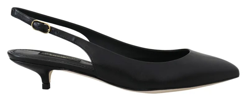 DOLCE - GABBANA Обувь Черные кожаные туфли-лодочки на каблуке с пяткой на пятке EU37.5 / US7 Рекомендуемая розничная цена 800 долларов США
