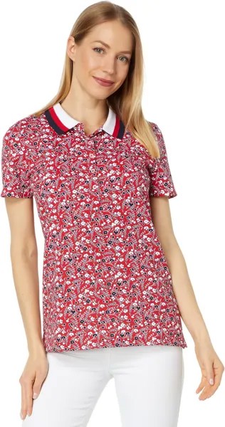 Рубашка-поло Short Sleeve Ditsy Polo Tommy Hilfiger, цвет Dune Ditsy/Scarlet Multi