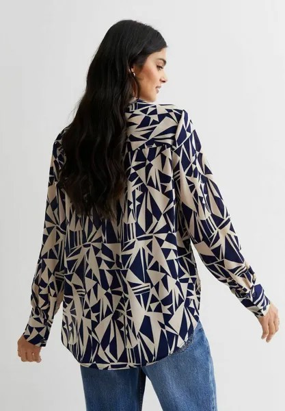 Рубашка Abstract Print Long Sleeve New Look, синий