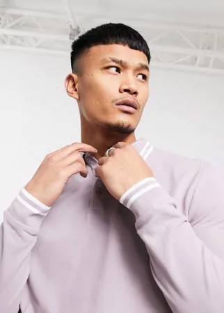 Розовато-лиловый лонгслив-поло из пике ASOS DESIGN-Фиолетовый