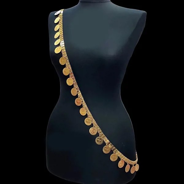 Роскошное ожерелье цепочка-накидка в арабском стиле, курдские женские ювелирные изделия, турецкое ожерелье с монетами, позолоченное ожерелье с кисточками, ожерелье ручной работы