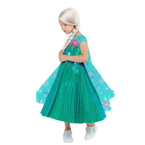 Карнавальный костюм «Эльза зеленое платье», платье с накидкой, парик, р.28, рост 110 см