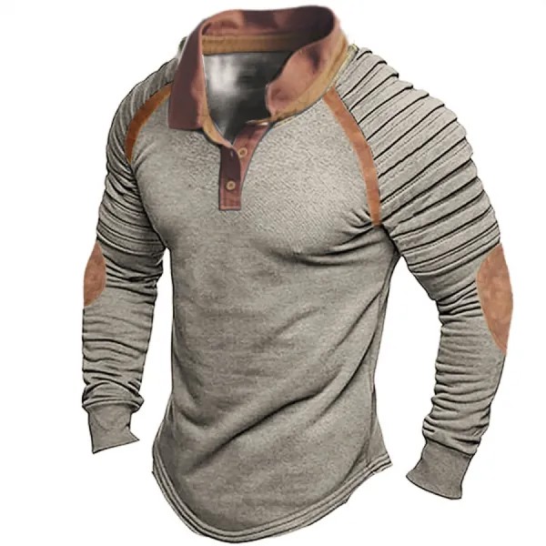 Мужская винтажная рубашка поло с воротником-стойкой