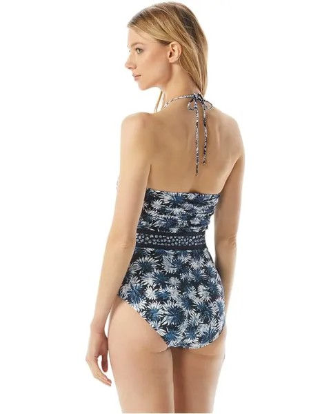 Купальник Michael Kors Palm Mix Bandeau Cutout One-Piece, цвет New Navy