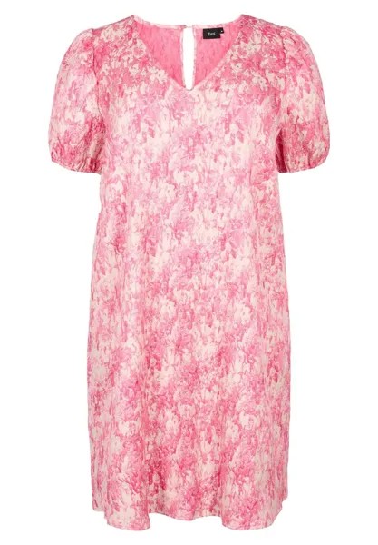 Повседневное платье WITH SHORT PUFF SLEEVES Zizzi, розовый