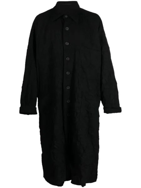 Yohji Yamamoto пальто с косым воротником, черный