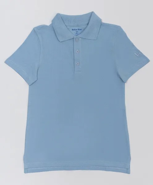 Голубое поло с коротким рукавом Button Blue