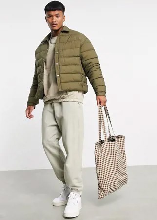 Стеганая куртка цвета хаки ASOS DESIGN-Зеленый цвет