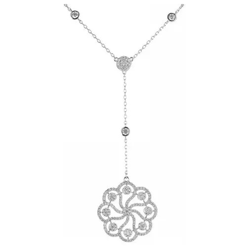 Колье из серебра 925 пробы с фианитами NL-H0338_001_WG ELEMENT47, длина 80 см.