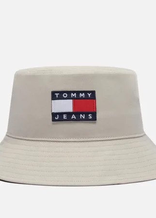 Панама Tommy Jeans Tommy Badge Pure Cotton, цвет бежевый