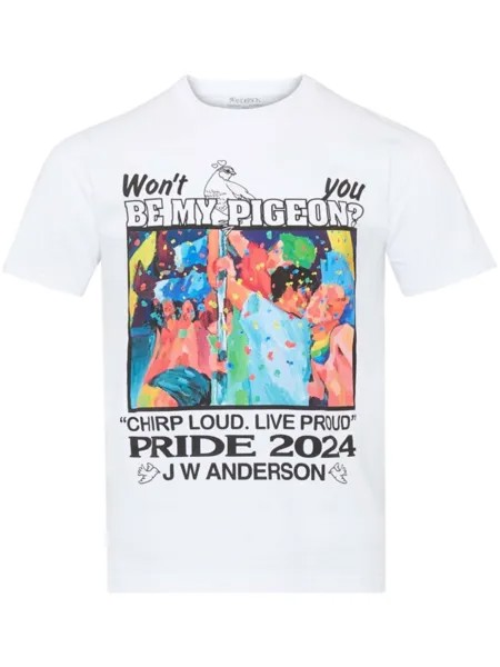 JW Anderson футболка из органического хлопка с графическим принтом, белый