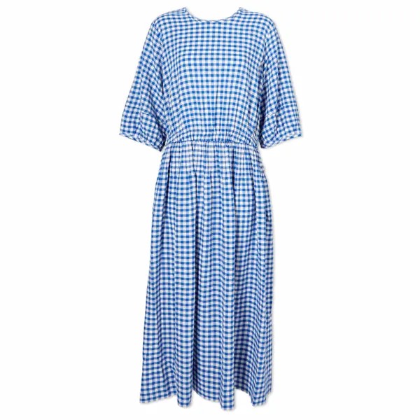 Платье-миди YMC Garden Gingham, синий/экрю