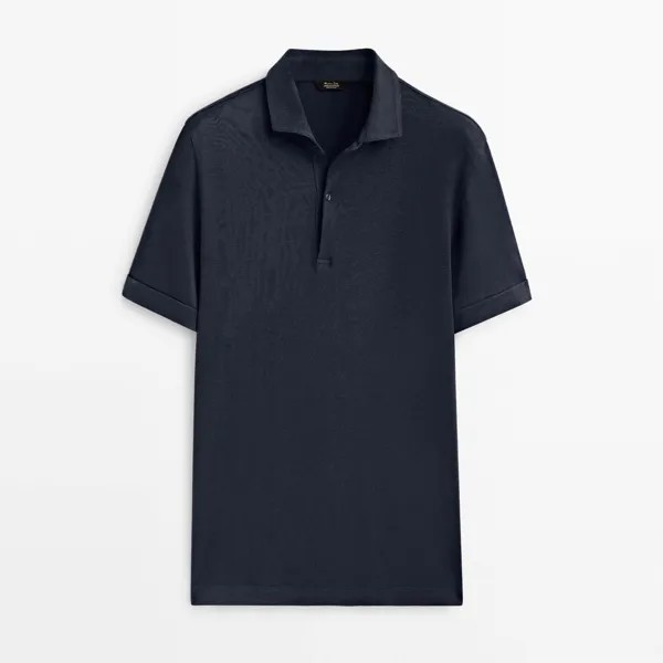 Футболка-поло Massimo Dutti Linen And Cotton Blend, синий