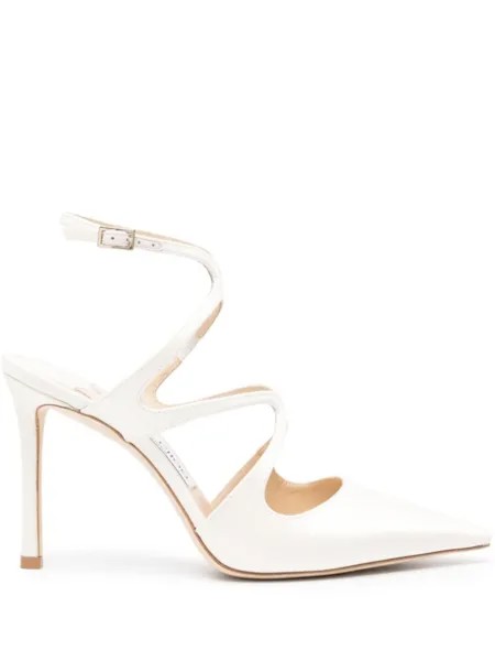 Атласные туфли Azia 95 с ремешком на щиколотке Jimmy Choo, белый