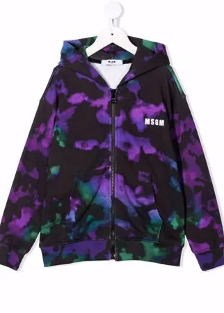 MSGM Kids худи на молнии с принтом тай-дай