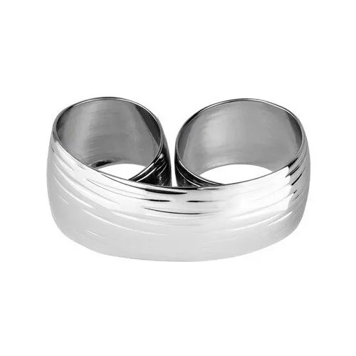 Кольцо на два пальца Kalinka modern story, безразмерное, серый, серебряный