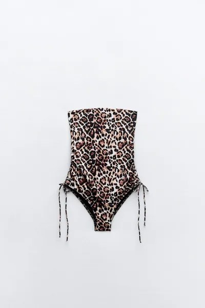 Купальник слитный Zara Animal Print Bandeau, леопардовый