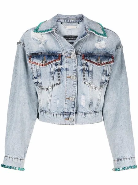 Philipp Plein джинсовая куртка с кристаллами, синий
