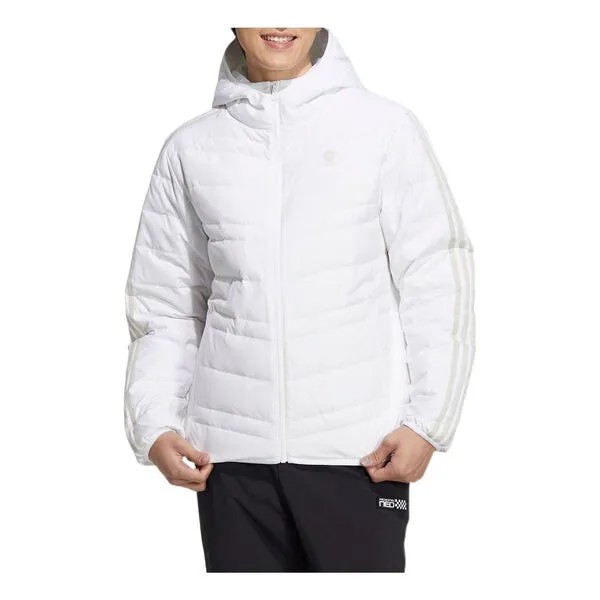 Куртка нео зимние флисовые пуховики с капюшоном Adidas, белый