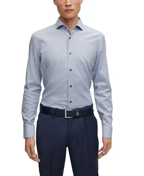 Мужская рубашка узкого кроя, которую легко гладить Hugo Boss, цвет Light, Pastel Blue