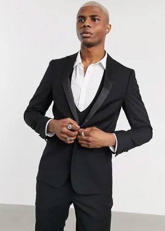 Приталенный пиджак от смокинга Devils Advocate Wedding-Черный цвет