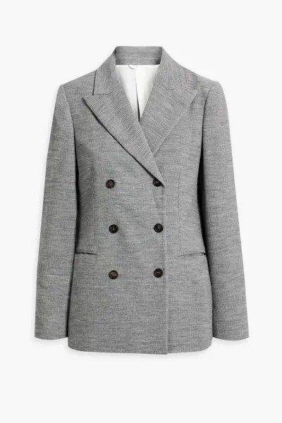 Двубортный пиджак из кашемира и вельвета Brunello Cucinelli, серый