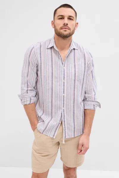 Льняная рубашка стандартного кроя Gap, фиолетовый
