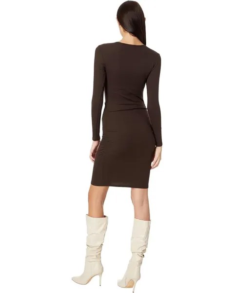 Платье Michael Stars Jordan Ultra Rib Long Sleeve Ruched Mini Dress, цвет Java