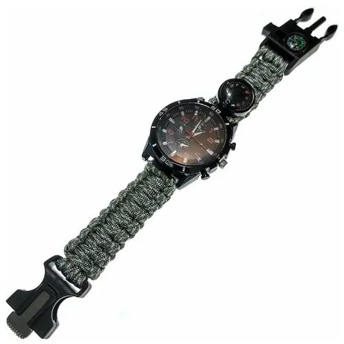Наручные часы Часы туристические кварцевые 6в1 (серый камуфляж), серый