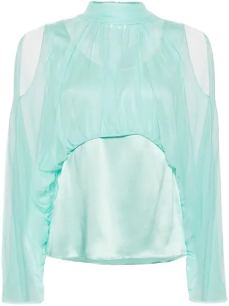 Alberta Ferretti шелковая блузка с шифоновым слоем, синий