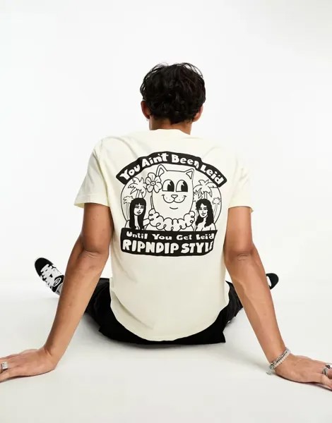 Бежевая футболка RIPNDIP с принтом Lei'd на груди и спине Rip N Dip