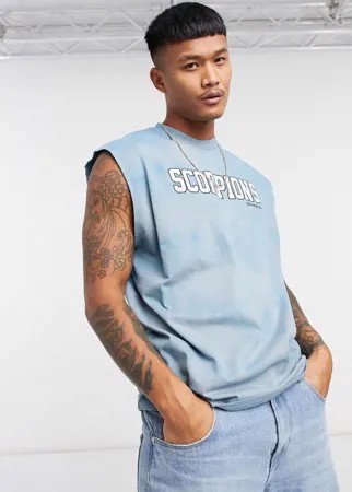 Голубая oversized-майка с принтом тай-дай и надписью ASOS DESIGN-Голубой