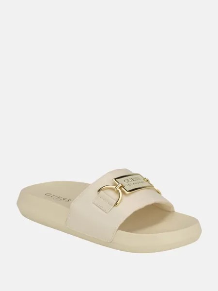 Шлепанцы для бассейна из чистого атласа Guess Factory, цвет Cream