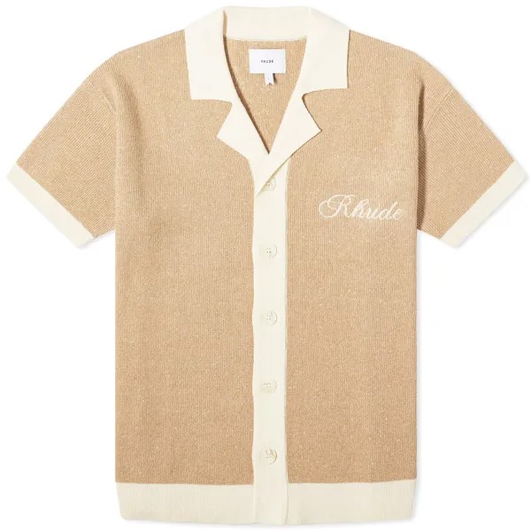Поло Rhude Contrast Knit Button-Up, цвет Brick & Cream