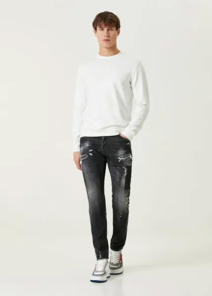 Черные джинсовые брюки с потертостями Dsquared2