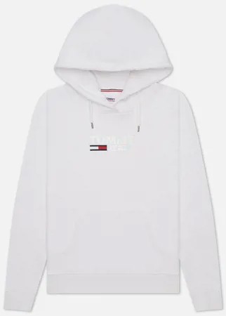 Женская толстовка Tommy Jeans Slim Metal Corp Logo Hoodie, цвет белый, размер XS