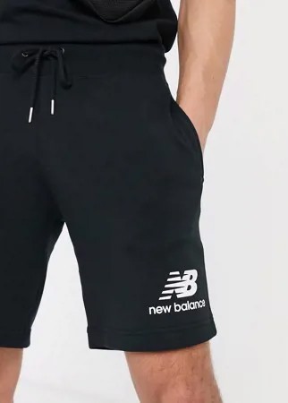 Черные шорты с маленьким логотипом New Balance-Черный