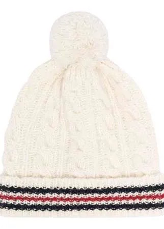 Thom Browne шапка бини фактурной вязки с полосками RWB