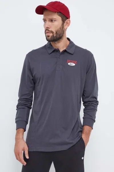 Хлопковая футболка с длинными рукавами. Reebok, серый