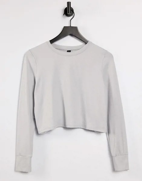 Серый спортивный лонгслив с перекрещивающейся отделкой на спине Cotton:On