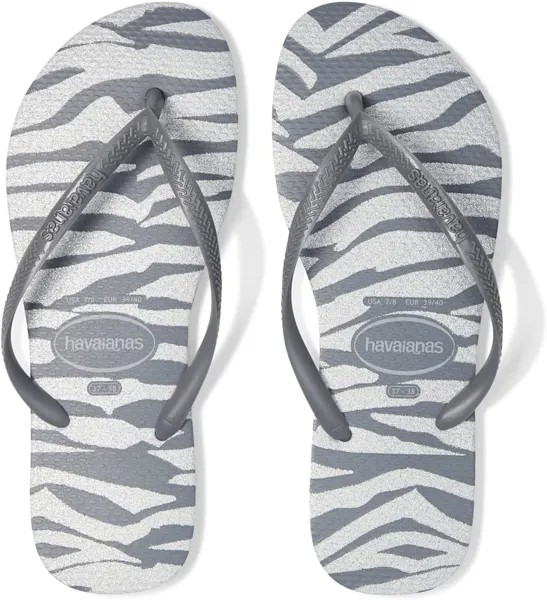 Шлепанцы Slim Animals Glitter Flip Flop Sandal Havaianas, цвет Steel Grey