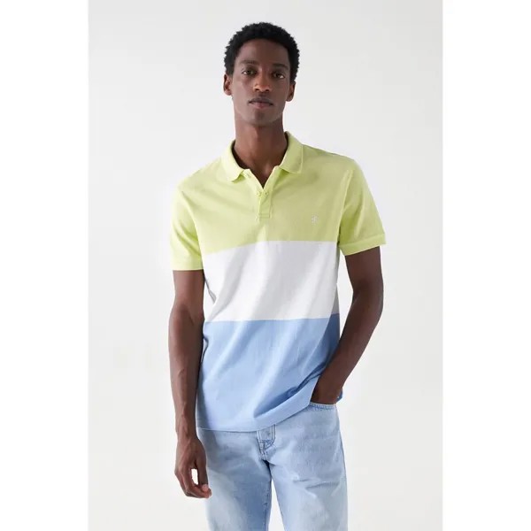 Поло Salsa Jeans Color Block Piquet Regular Fit, зеленый