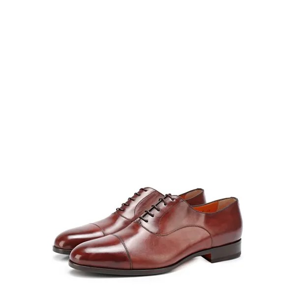 Классические кожаные оксфорды с патинированием Santoni